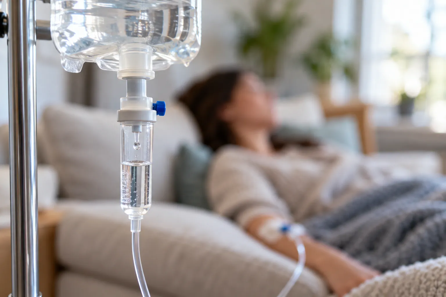 Женщина под капельницей